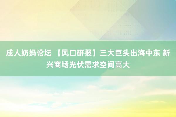 成人奶妈论坛 【风口研报】三大巨头出海中东 新兴商场光伏需求空间高大