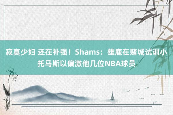 寂寞少妇 还在补强！Shams：雄鹿在赌城试训小托马斯以偏激他几位NBA球员