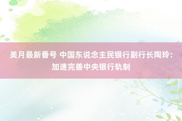 美月最新番号 中国东说念主民银行副行长陶玲：加速完善中央银行轨制