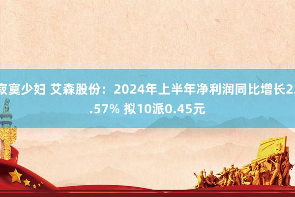 寂寞少妇 艾森股份：2024年上半年净利润同比增长23.57% 拟10派0.45元