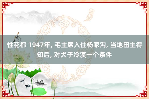 性花都 1947年, 毛主席入住杨家沟, 当地田主得知后, 对犬子冷漠一个条件